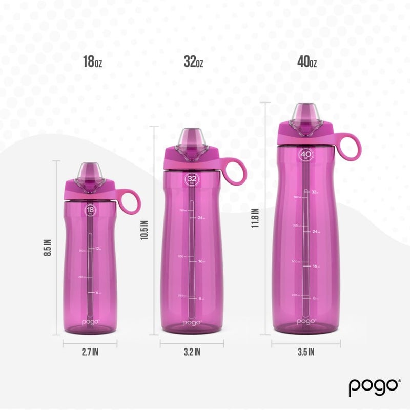 Pogo BPA-Free Tritan Plastic Water Bottle with Soft Straw, 32 Oz, Fuchsia - Image 5